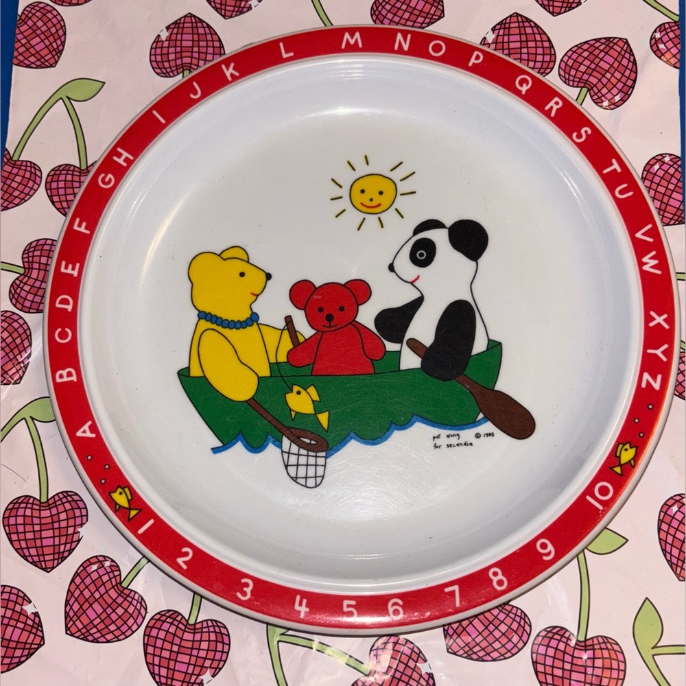 VTG Selandia Designs Plate ABC & Bears at Play Wong 1985